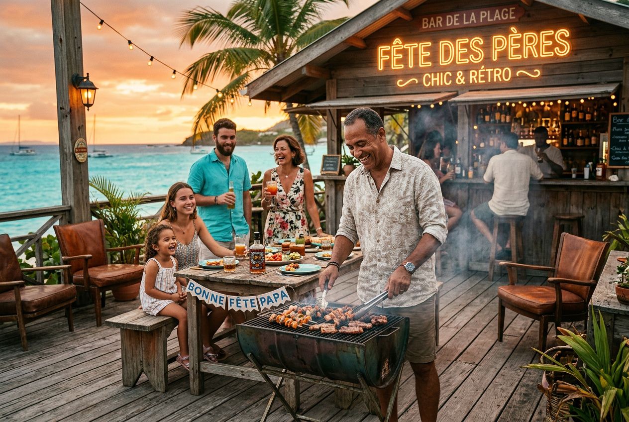 Famille barbecue apéritif terrasse fête des pères