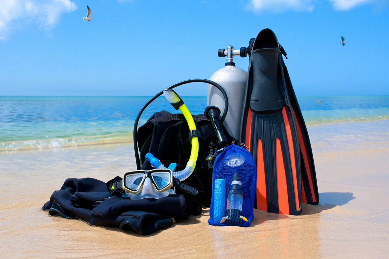 Kit completo attrezzatura subacquea per principianti
