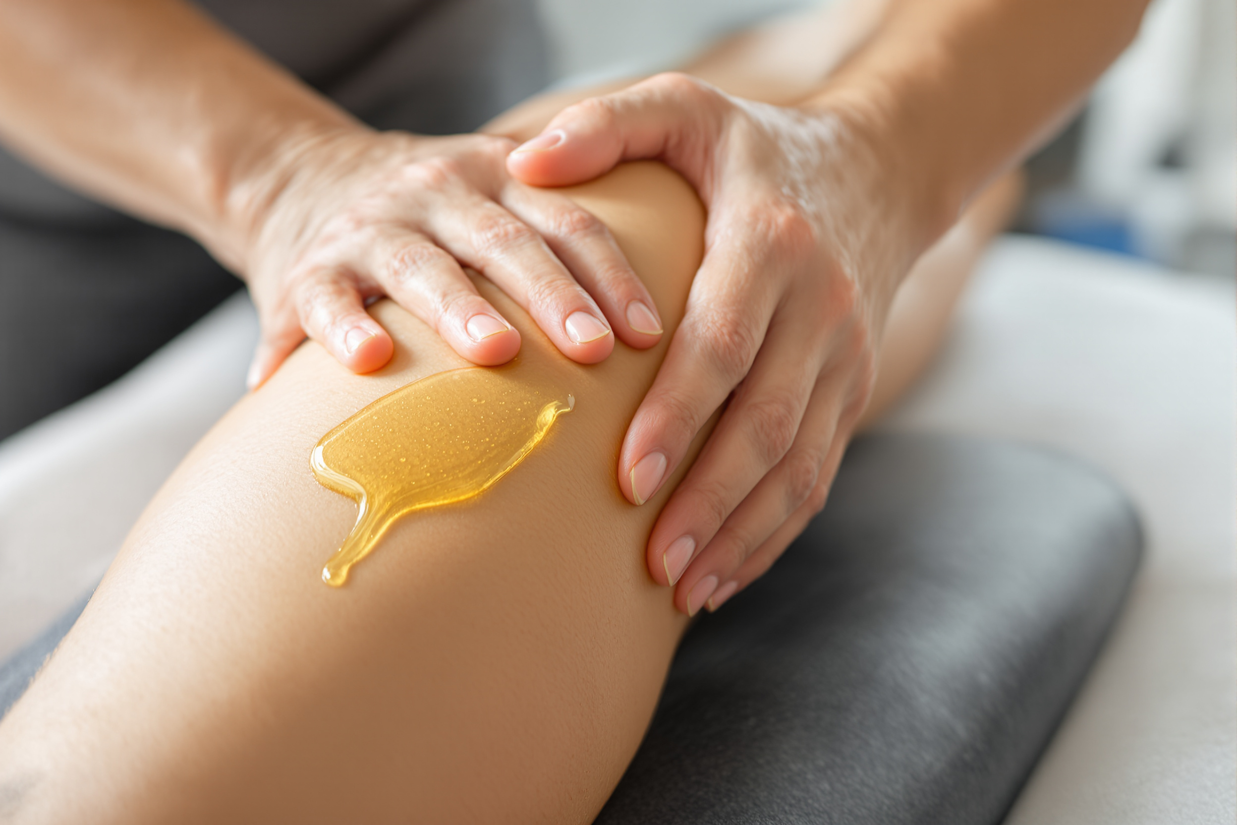 Massage à l'huile d'arnica sur muscle