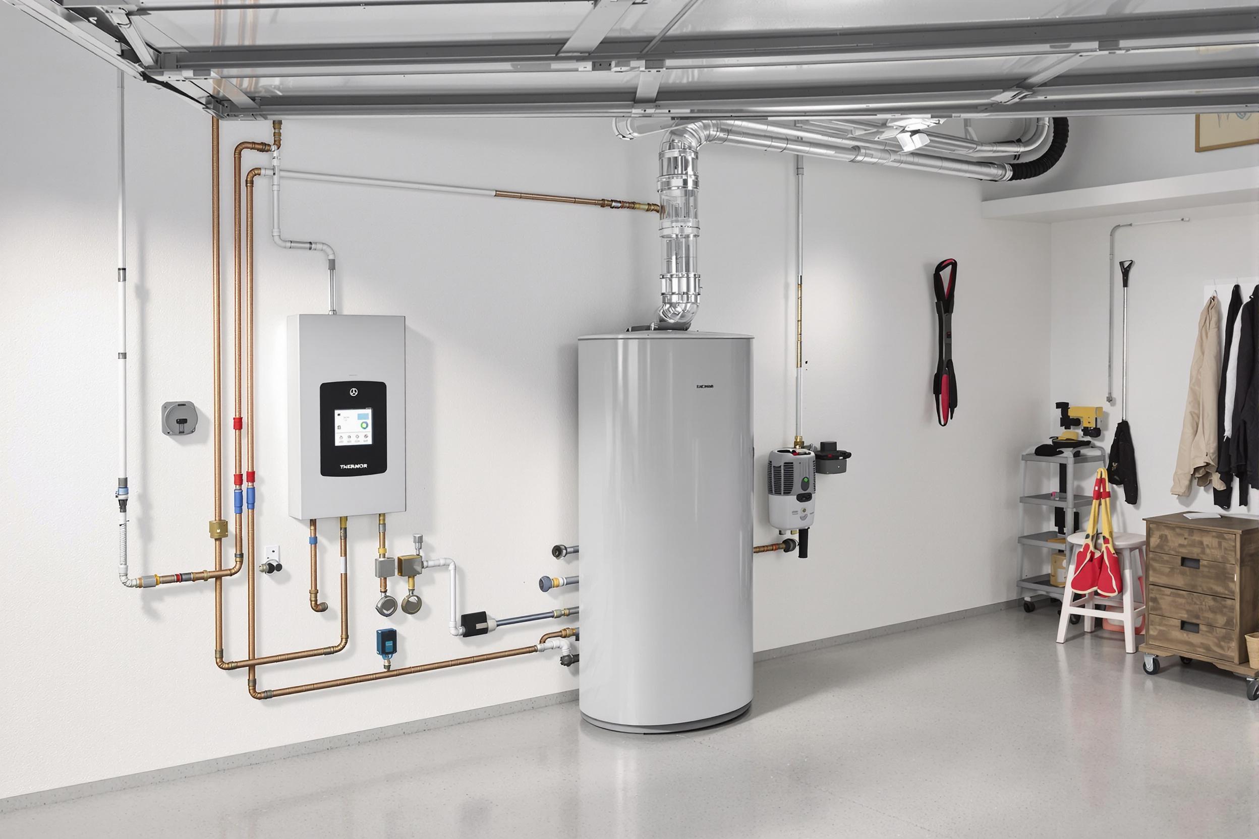 Installation chauffe-eau thermodynamique Thermor Aeromax 5 dans un garage moderne