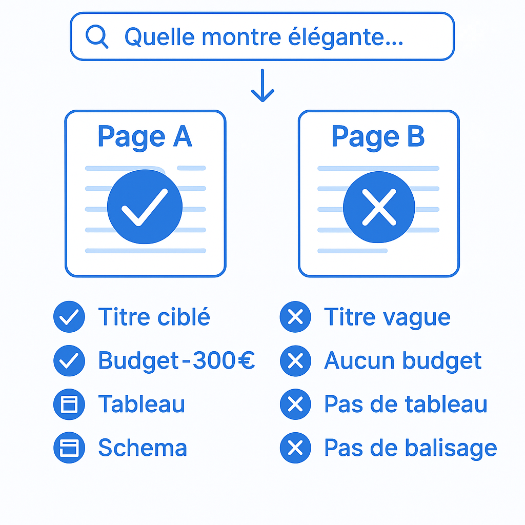 Cas pratique avec deux pages A et B