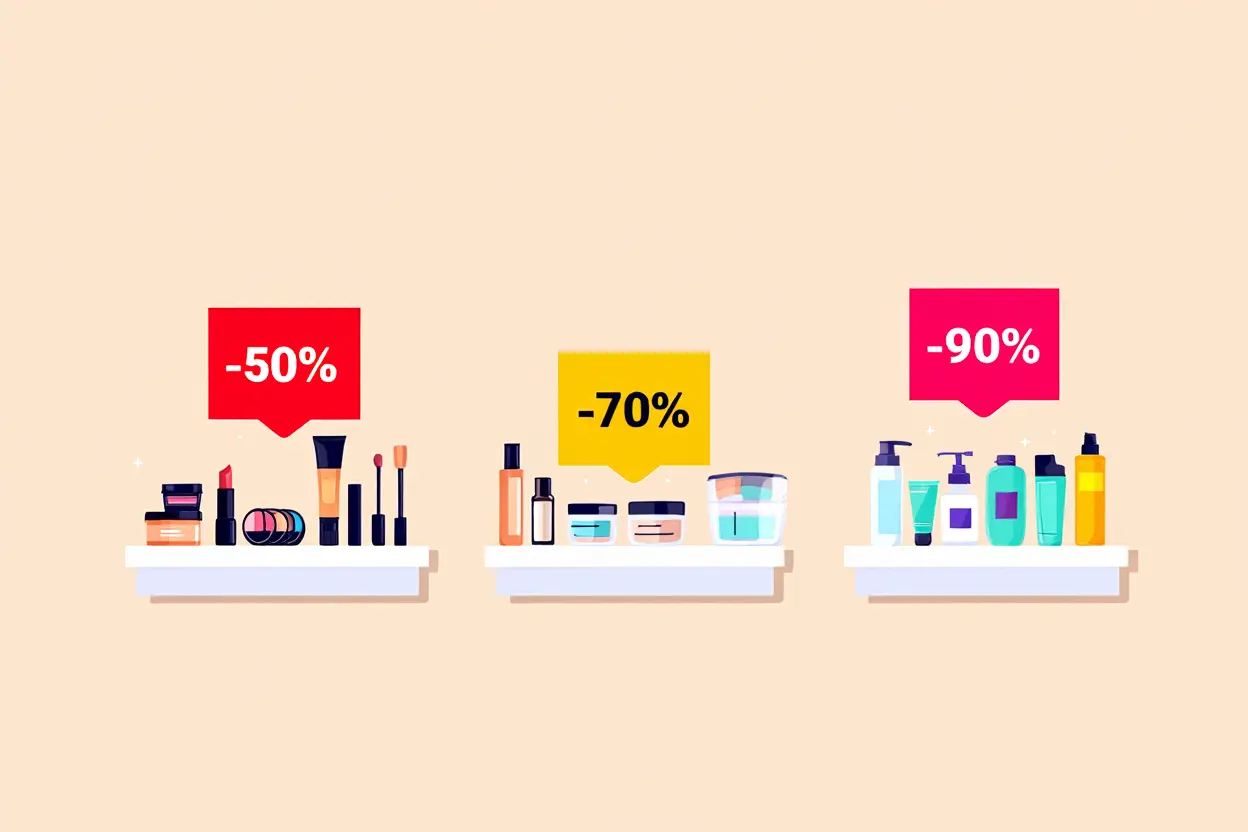 Catégories d'invendus cosmétiques avec remises