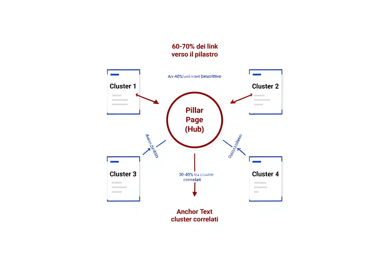 Schema di distribuzione del link juice nel topic cluster