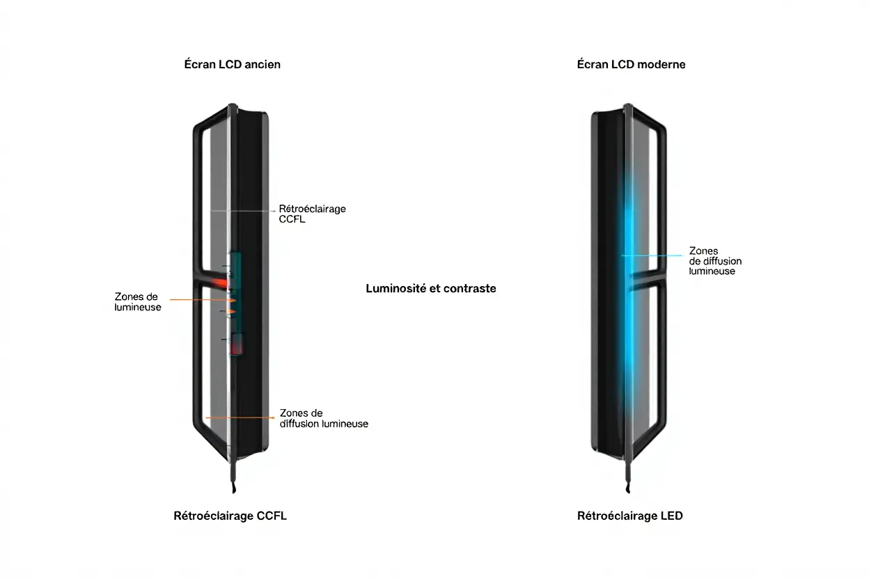 Comparaison structure LCD CCFL vs LED