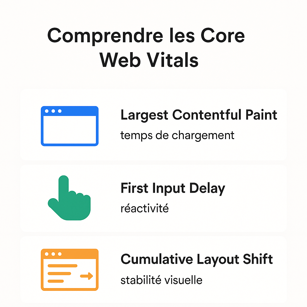 Les trois indicateurs du Core Web Vitals