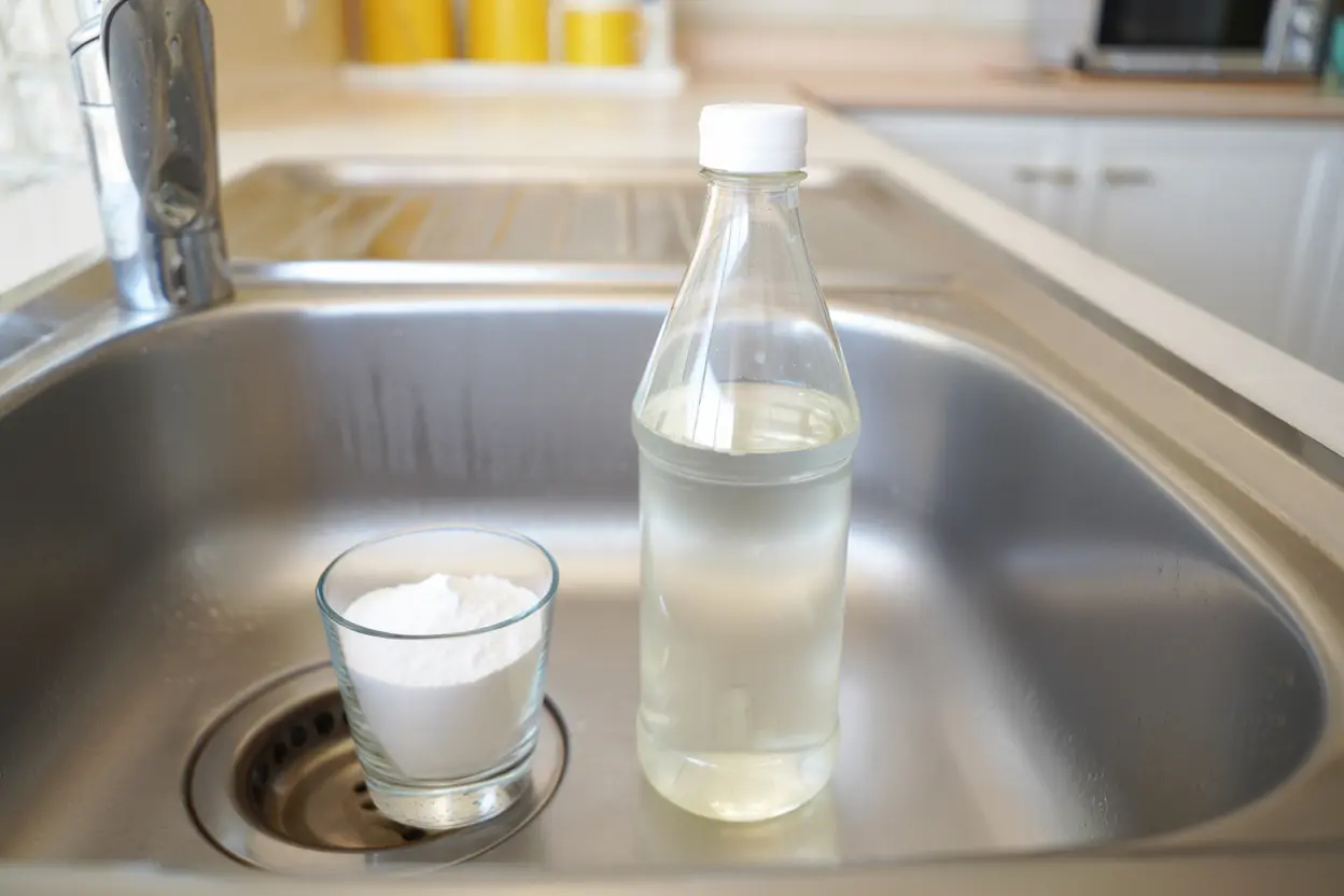 Bicarbonate de soude et vinaigre blanc pour déboucher un évier