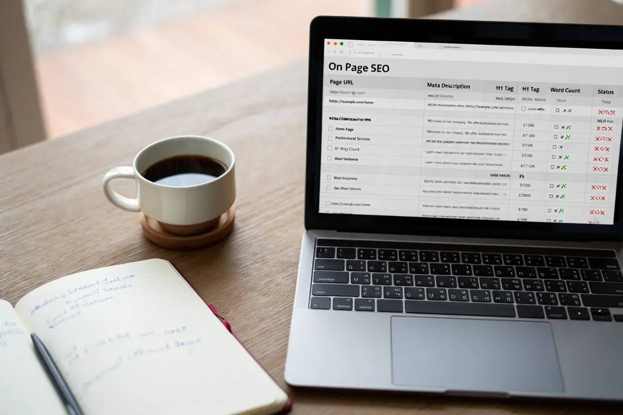 On-page SEO optimization spreadsheet