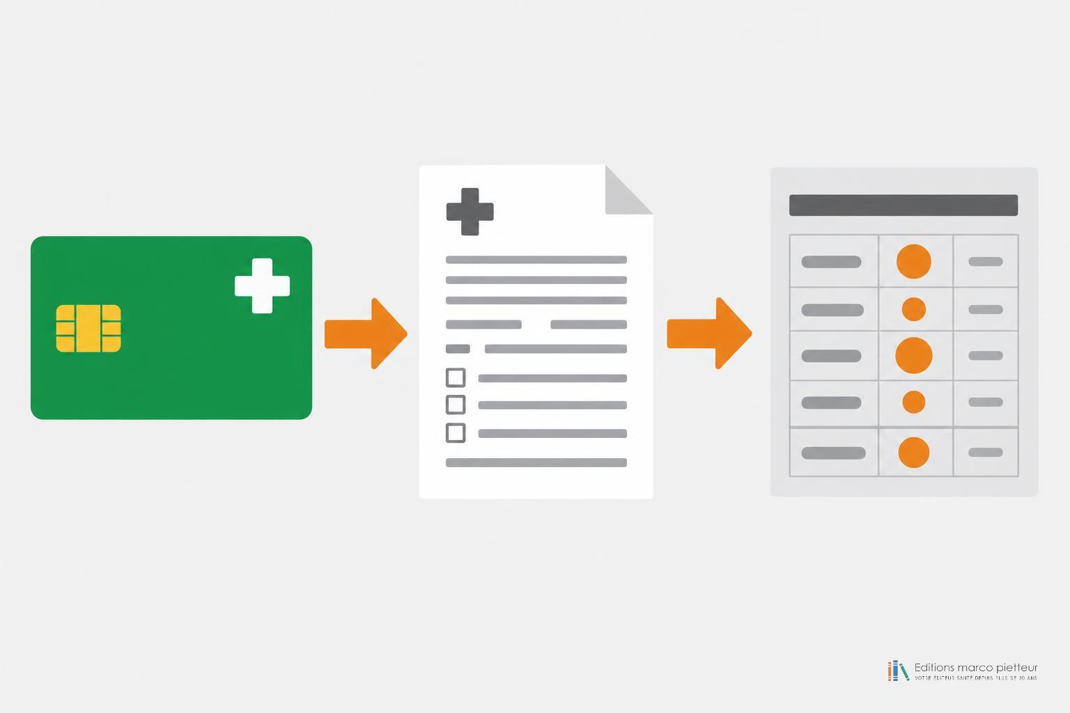 Carte Vitale, feuille de soins et facture détaillée, étapes du remboursement d'une consultation de médecine fonctionnelle