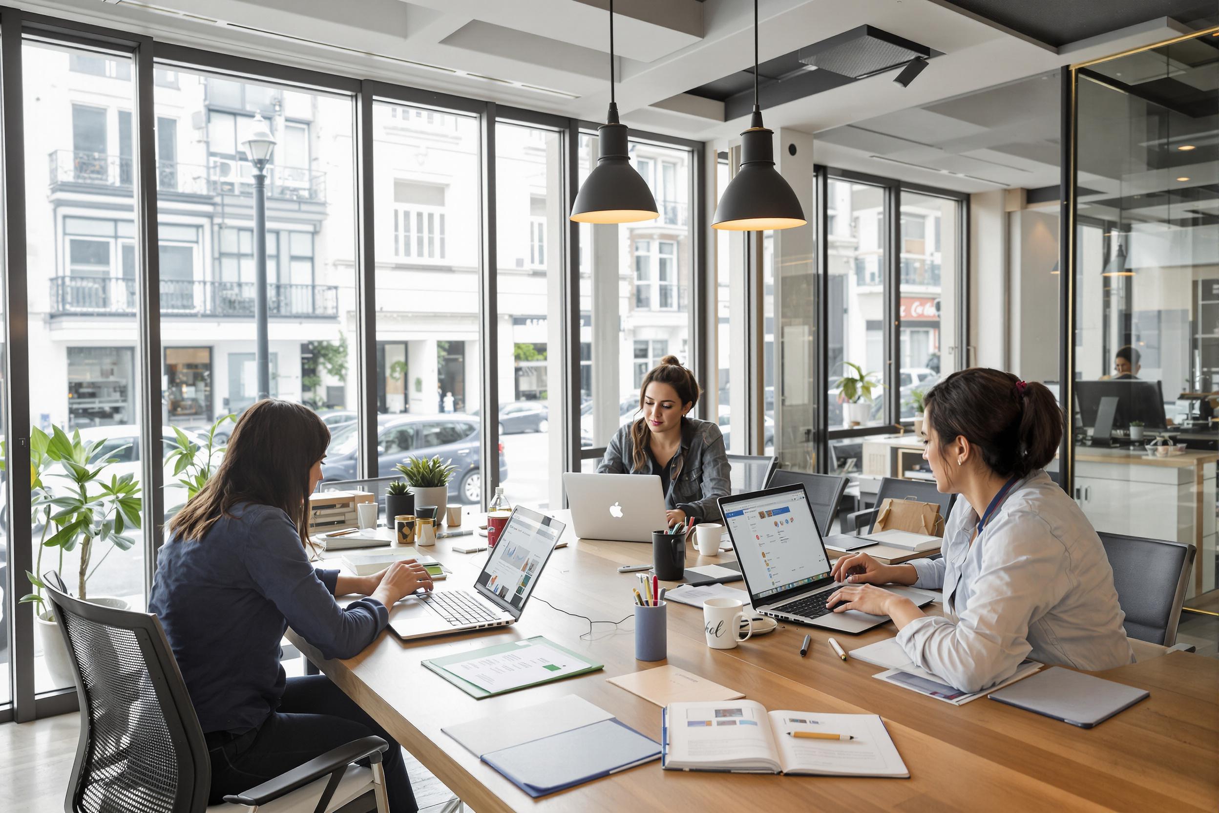 Équipe travaillant sur SEO PrestaShop dans un open space