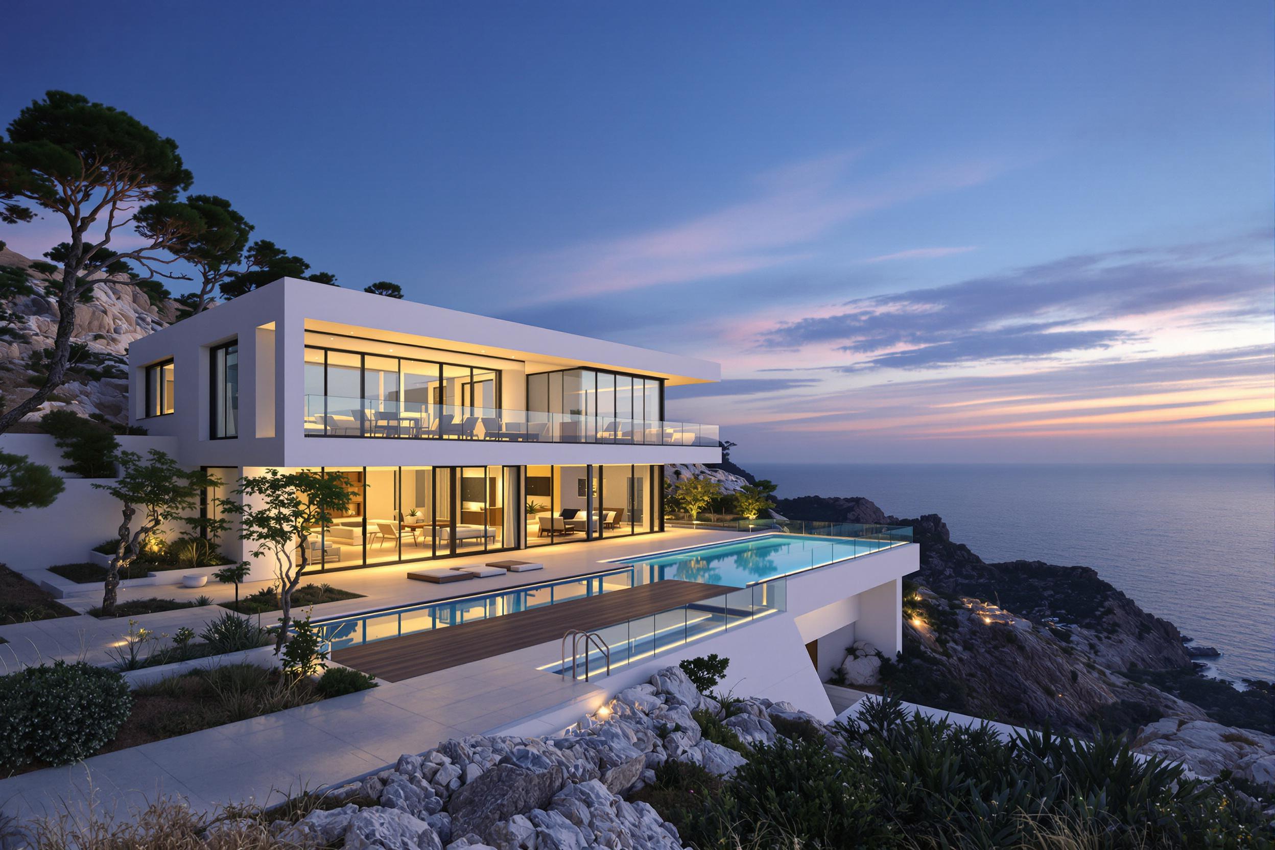 Villa contemporaine avec vue sur la mer
