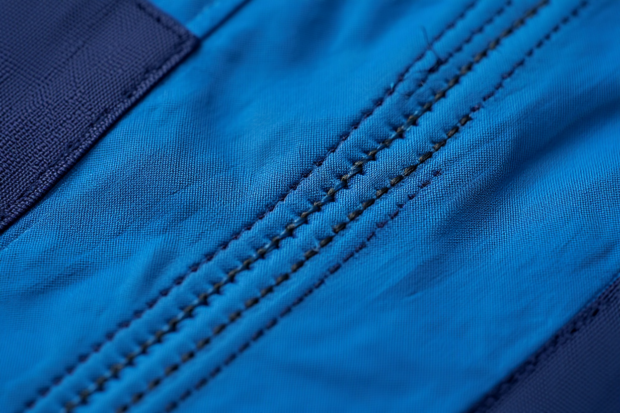 Coutures triples renforcées sur pantalon de travail