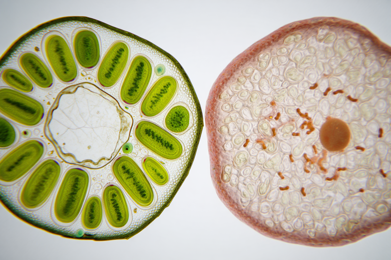 Comparaison entre cellules végétales et humaines