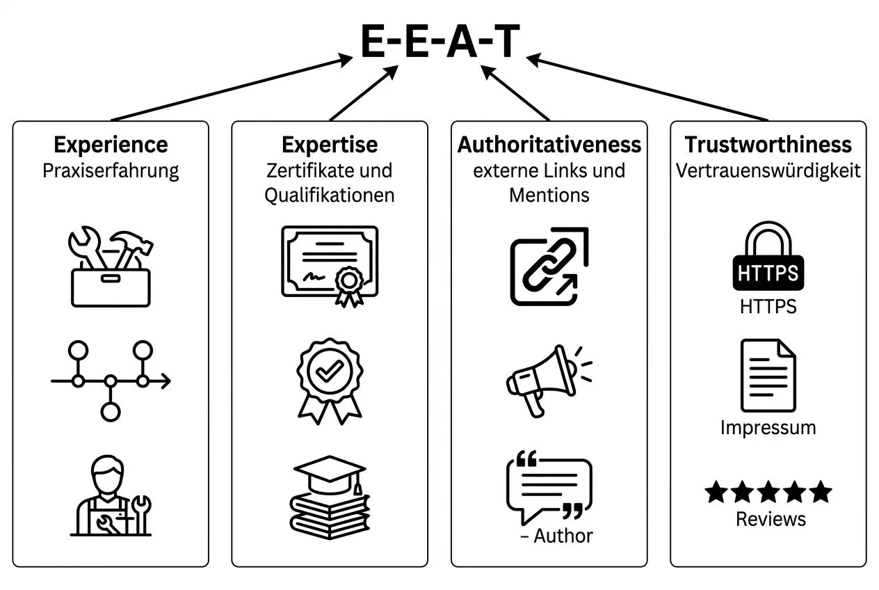 E-E-A-T Säulen Diagramm